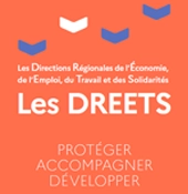 inscription les DREEETS sur fond orange